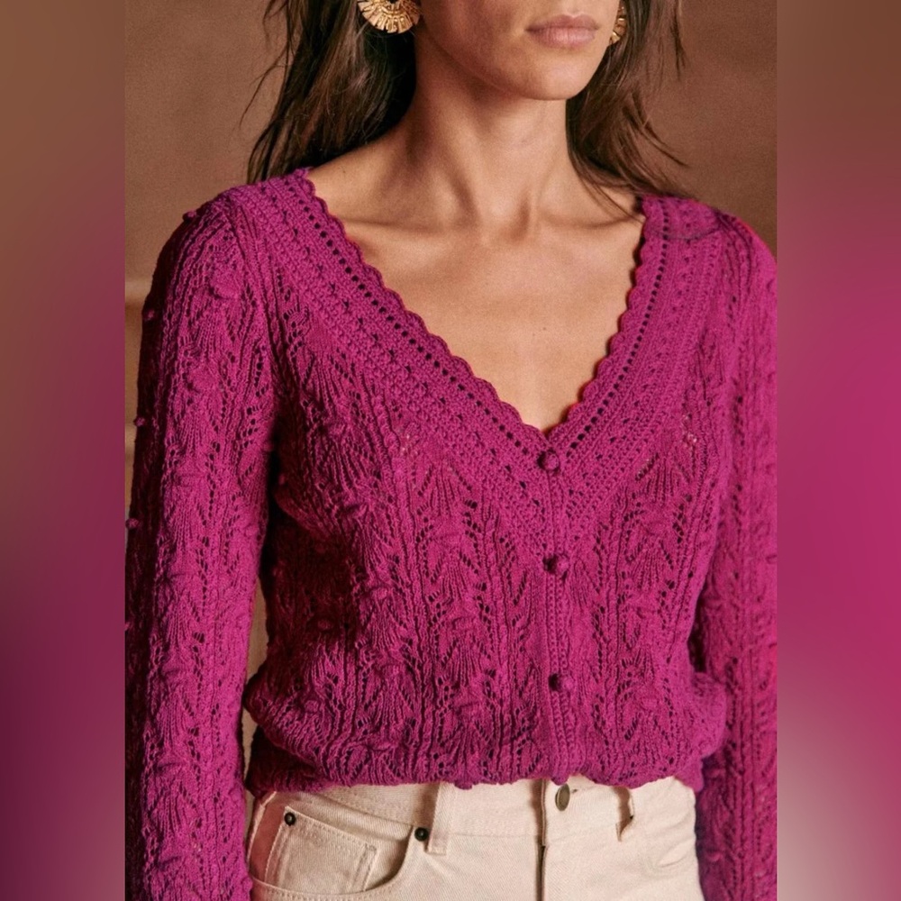 Sézane Saja Cardigan in Magenta | M - Picture 2 of 8